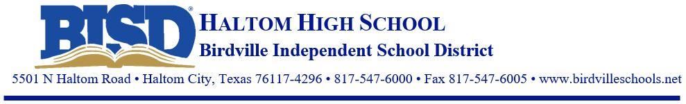 Haltom High School letterhead